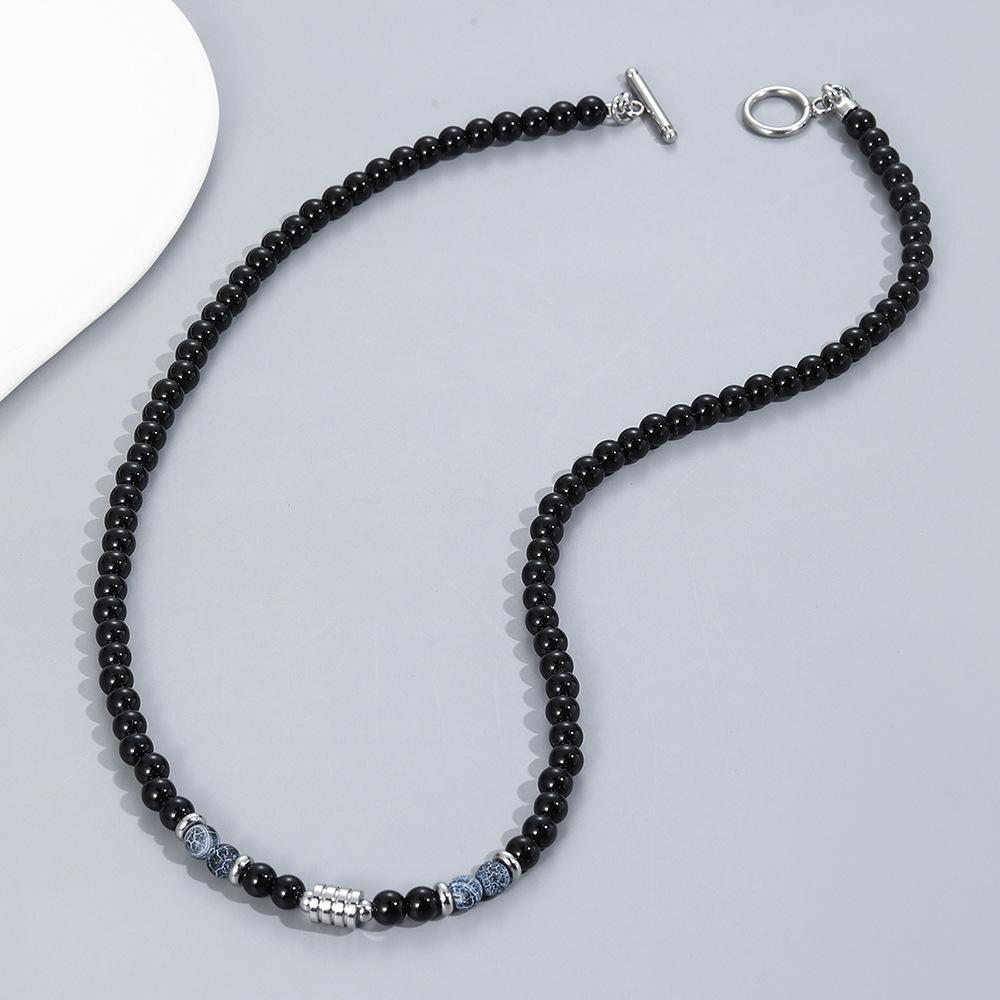 Natural Tiger Eye Stone Beads Choker Necklace for Men Men  Accessories Stainless Steel Black Neck Chain Collar Necklace