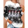 Christmas Theme Snowman 3D Print O-Neck Long Sleeve T-Shirt Fashion Women Clothing Casual Y2k Clothes Harajuku