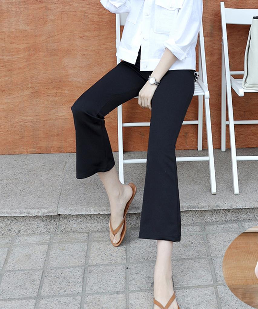 Ppaeppae Stretchy Four-Way Stretch Semi-Bootcut Leggings Slacks