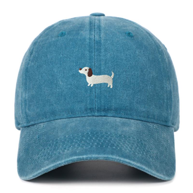 Dachshund Embroidered Baseball Cap - Unisex Korean Style, Wide Brim Hat
