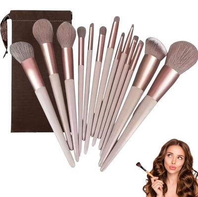SkinMin Luxury 13-Piece Makeup Brush Set with Velvet Pouch | Soft Synthetic Bristles | Professional Face & Eye Brushes | Elegant Handle Beauty Ki