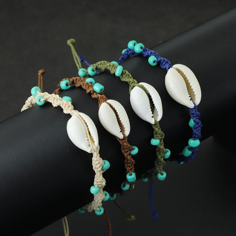 Noter Bohemia Macrame Bracelet Adjustable Unisex Beach Shell Braslet 4mm Blue Howlite Braclet Handmade Surfing Jewelry Pulseria