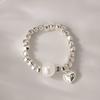 JEWNEL Silver925 Freya Ball Pearl Drop Heart Charm Elastic Free Silver Ring