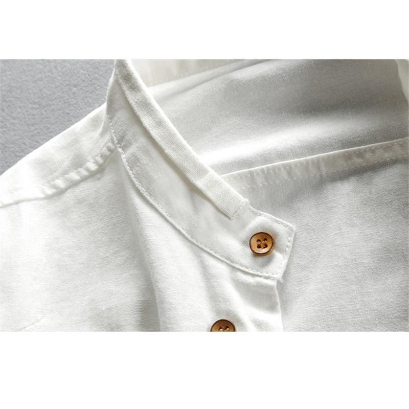 Spring Men's Casual Linen Shirt Retro Chinese Style Thin Stand-up Collar Slim Cotton And Linen Shirt