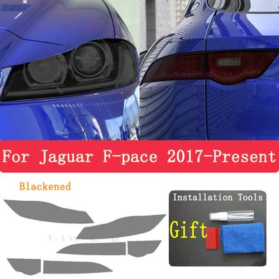 Dla Jaguar F Pace X761 2017 Tylny Reflektor Naklejka Stylizacyjna Samochodu Reflektory Folia Ochronna na Tylne Światła TPU Dymiony Czarny akcesoria
