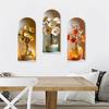 3 Pcs 3D Flower Vase Wall Stickers Faux Flower Wall Art Self-Adhesive Floral Blossom Wall Decals for Bedroom Living Room