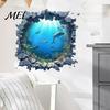 Decorative Gift for Home Office Underwater Shark Wall Sticker, Realistic 3D Ocean View Decal, Waterproof Versatile Room Beautification Decals