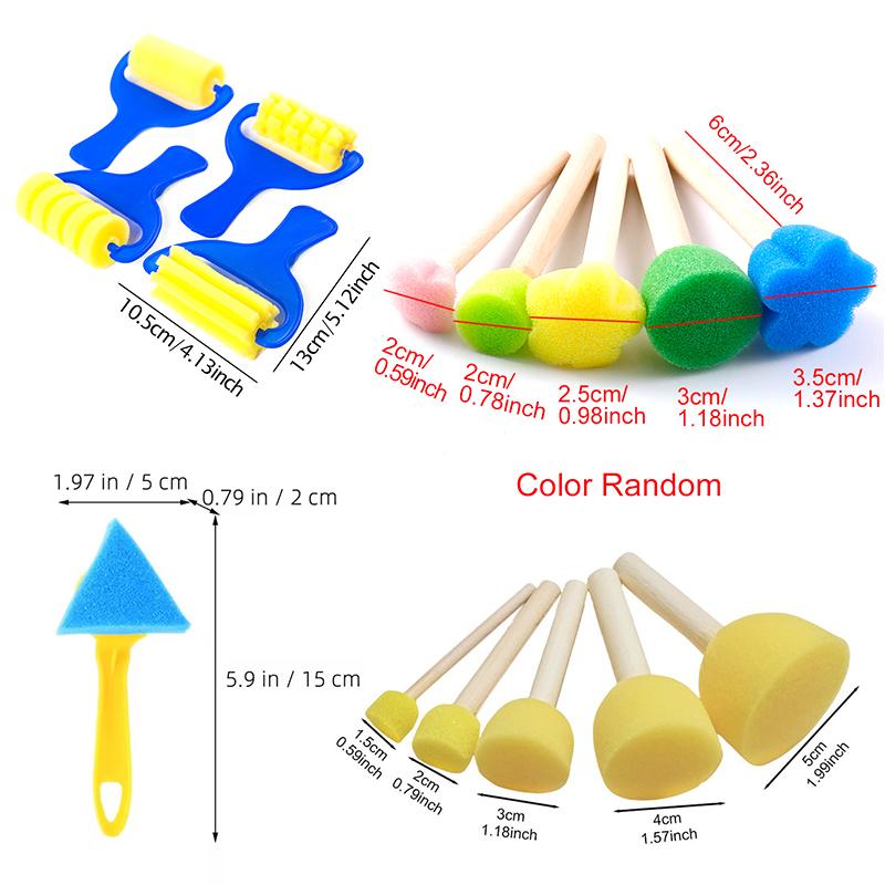 Drawing Brush Kit Sponge Stamp Painting Roller Brush Various Pattern Drawing Tools DIY Art Craft Creativity Decorating Props ZYF