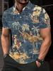 Men's Short-Sleeve Polo Shirt - Flat Digital Print Pattern - Non-Textured - Stylish and Minimalist Short Sleeve, Button-Up, Casual Lapel Polo Shirt,