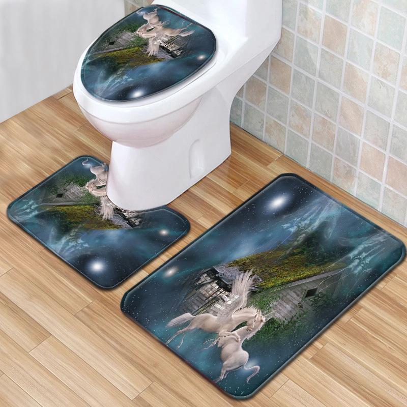 Einhorn Badezimmer Bodenmatte Toilette Dreiteiliges Set