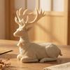 Home Decor for Christmas 3D Printed Reindeer Figurine, Lying Down Deer Statue with Bell Detailed Animal Figurine & Embossed Snowflake Patterns,