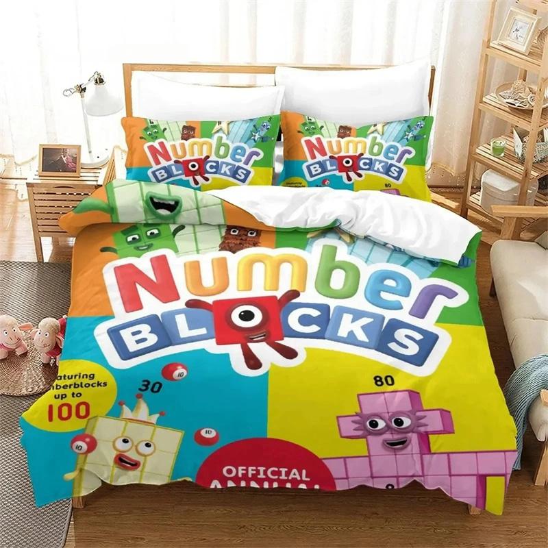 Cartoon Number-Blocks Bedding Set Duvet Cover Bed Set Quilt Cover Pillowcase Comforter King Queen Size Boys Adult