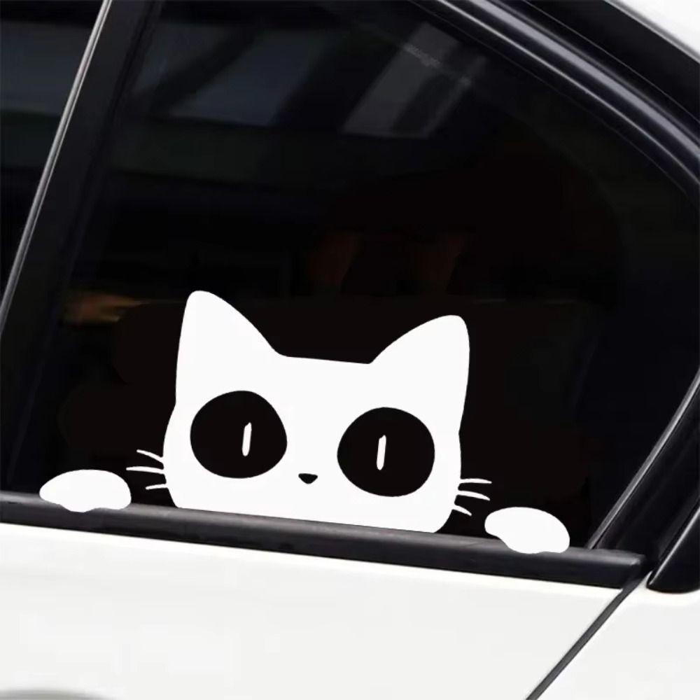 10pcs Waterproof Funny Kitty Decals Black White Car Styling Cover  Electric Motorcycle Stickers