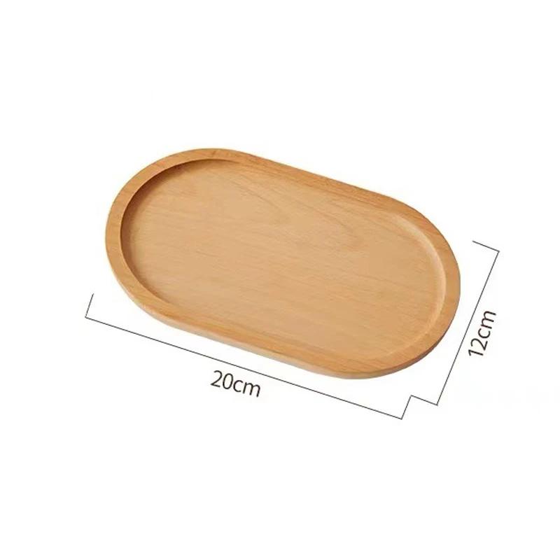 Ins Style Dessert Plate Wooden Tableware Solid Wood Round Dessert Plate Japanese-style Wooden Tray Snack Plate Dried Fruit Plate