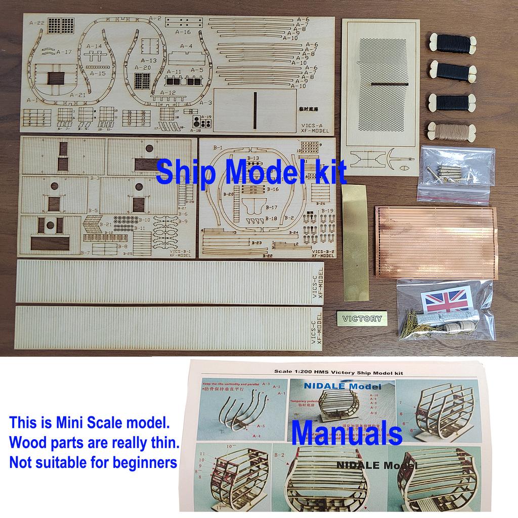 Zestawy do budowy modelu statku Hms Victory w skali 1200 + Zestawy akcesoriów ulepszających z mosiądzu Zawierają szczegółowe instrukcje w języku angielskim