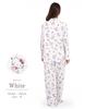 SAZAC Hello Kitty Shirt Powder Long Sleeve and Pants Dot Hello Kitty Design Pajamas, Stretch, Women's, Set, Loungewear, (White/M/SAN1786)