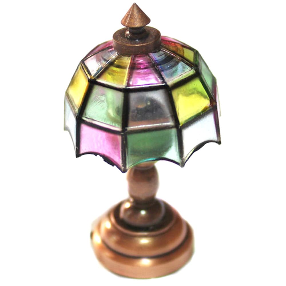 Moin Moin Miniature Scale Wireless Stand Lamp with Real Light Doll Stained Glass Bedside Night Lamp 1/6 / Furniture, Accessories, Lamp, (Product Code