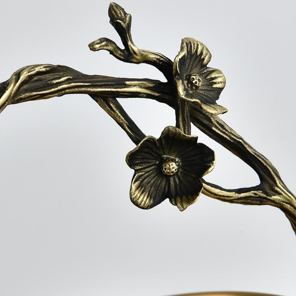 Metal Fruit Bowl with Handle Floral Decorative Centerpiece Vintage-Style
