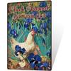 Cluck Around And Find Out Tin Signs Funny Chicken Sign And Van Gogh Irises Flower Metal Signs Chicken Coop Accessories