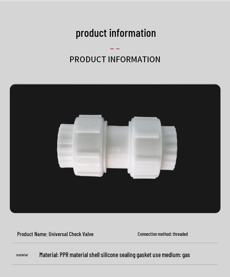 40-Thread PPR Double Live Universal Check Valve - Special Backflow Prevention with Excellent Sealing.