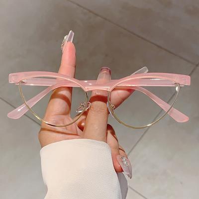 Tendenze Stile Coreano Montatura Rosa Moda Occhiali da Vista Decorazione Occhio di Gatto per Donna Senza Lenti Colore Caramella Occhiali da Vista Marca Ins