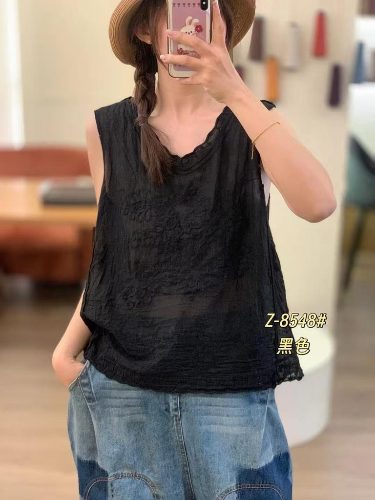 Summer new retro lace sleeveless fried vest women's loose jacquard embroidered suspender top