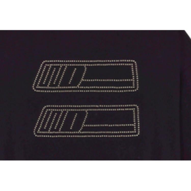 WE11DONE Ss22 Solid Color Double-Breasted Rhinestone Logo Long Sleeve Pullover Round Neck Sweatshirt Unisex Sweatshirt Black WD-TS1-22-538-U-BK