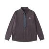 American College Style Striped Shirt With Woven Patch Pocket Loose Fit Couples Men Women Casual All-Match Long Sleeve