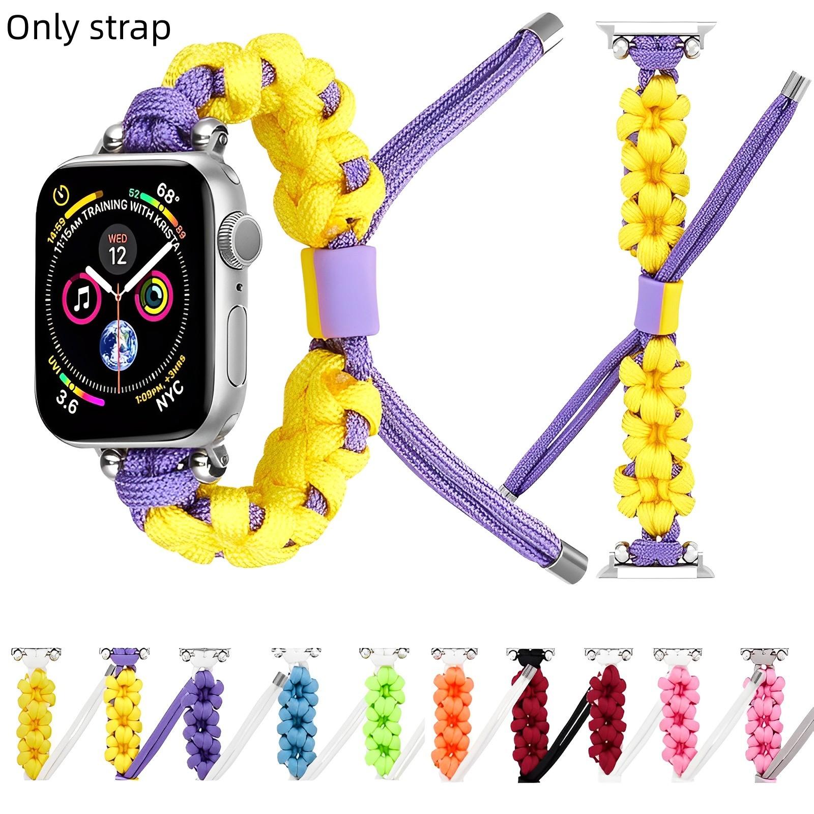 

Ремешки для Apple Watch 42/44 мм 8 SE 7 6 38/40 мм Ремешки для IWatch 5 4 3 2 41/45 мм 49 Ультраэластичный нейлоновый плетеный шнур браслет-браслет для часов
