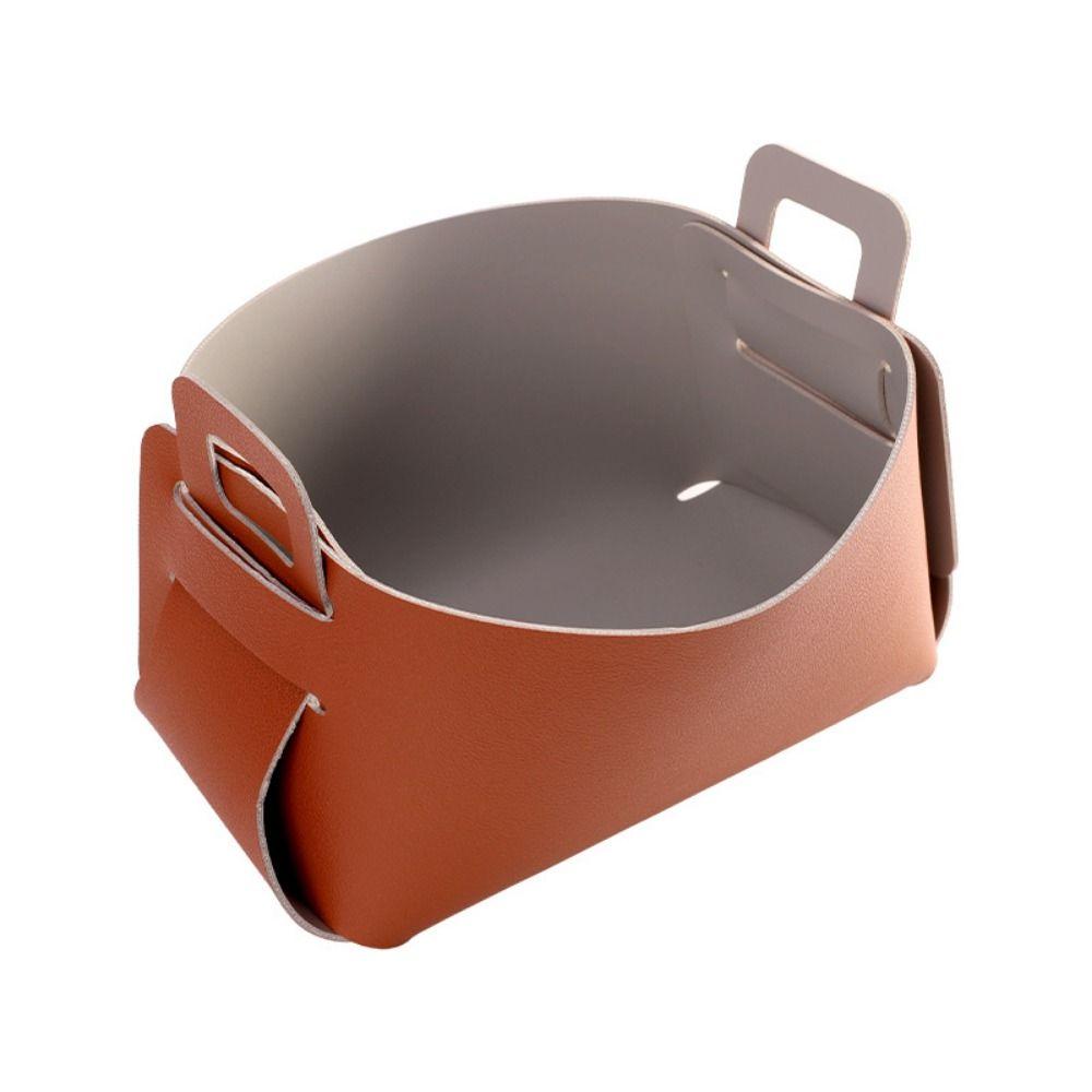 

Большой кейс для хранения наушников, мягкий ящик для хранения мелочей, корзина для хранения из ПУ кожи для дома коричневый/серый