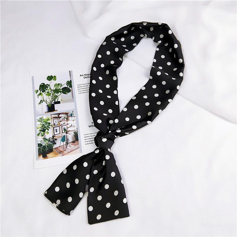 New Polka Dot Small Scarves Women'S Spring Styles Fashionable And Versatile Autumn And Winter Long Bags Wrist Scarves Decoration