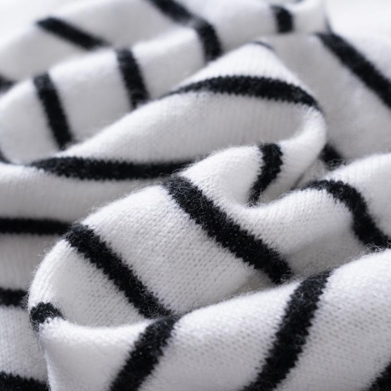 Damen 100% Kaschmir Gestrickter Gestreifter Schal Weich Winddicht Wärme Wanderbekleidung Color Blocking Persönlichkeit Pashmina Für Winter