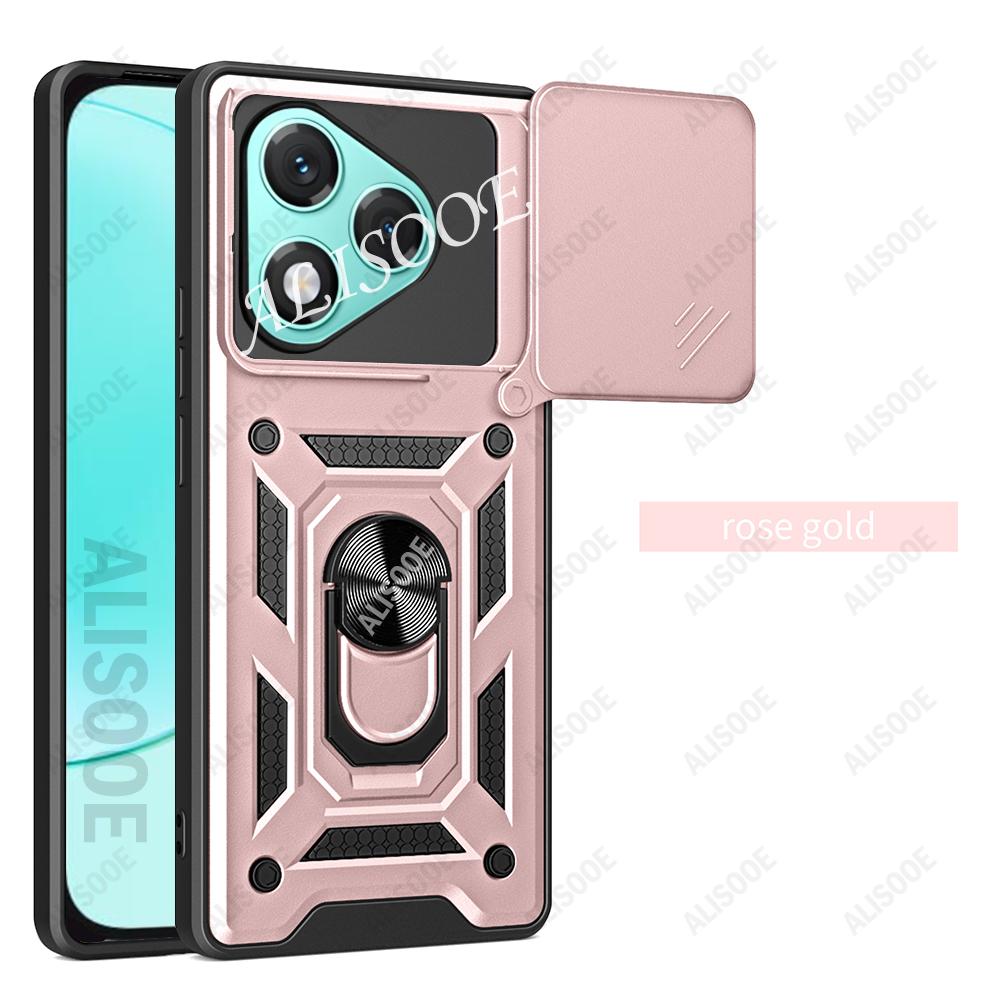 Funda for Honor 400 Lite 5G / Honor 400 Pro Global Case Slide Camera Ring Stand Holder Shockproof Cover for Honor 400 Lite Capa