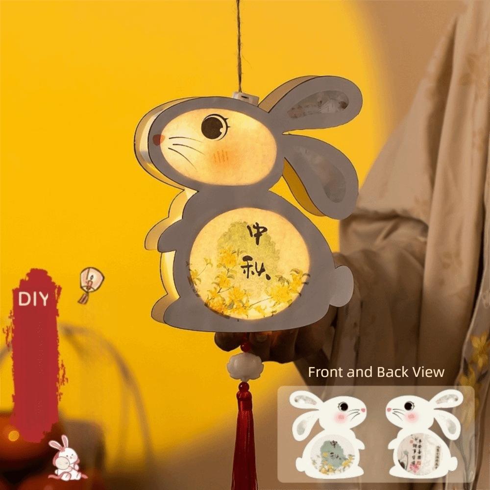 Chinese Style Children's Rabbit Lantern Handmade Bunny Handmade Lamp Mid-Autumn Festival Lamp Gift