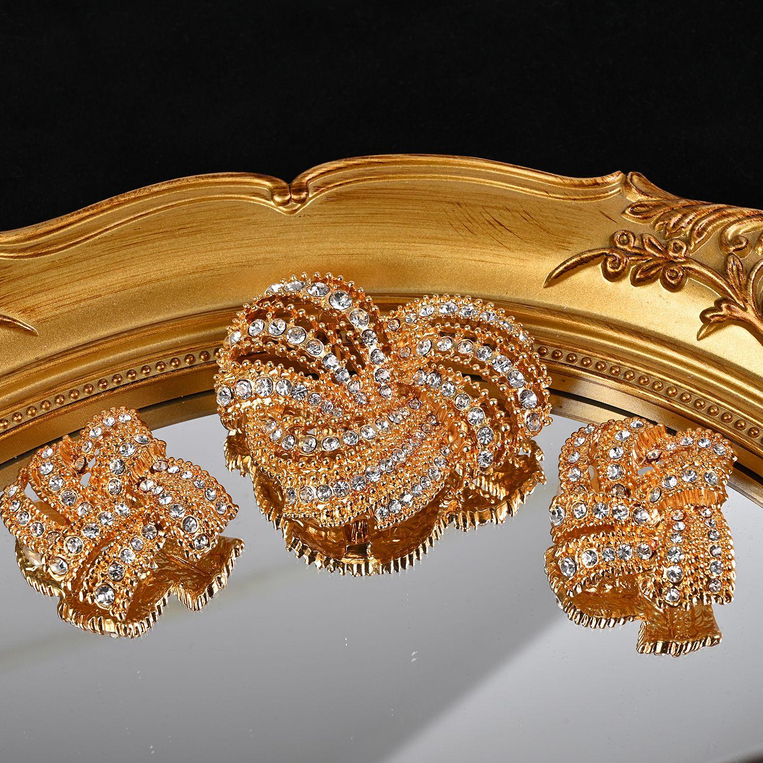 

Retro Court Light Alloy Electroplated Inlaid Czech Crystal Brooch & Earring Set