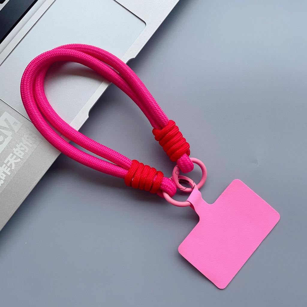 Macaron-Farbe Kurzes Handy-Lanyard Handy-Pad Doppelkopf Anti-Verlust Handgewebt Unisex Handgelenkband Kette Anhänger Lanyard