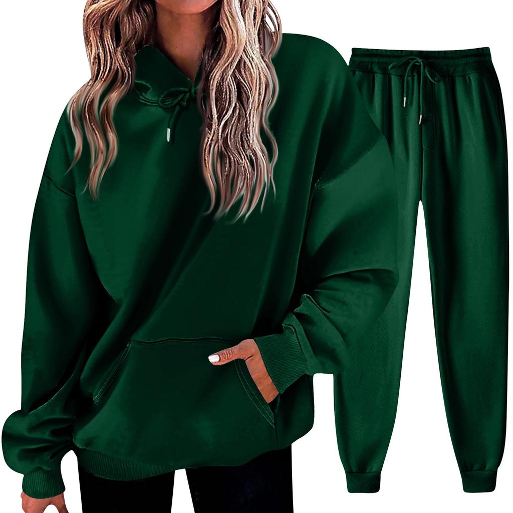 Women's Solid Color Sweatshirt Set (sweatshirt + Sweatpants)