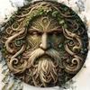 Uomo Verde Spirito dell'Albero Arte da Parete in Metallo Scultura Rotonda Incantata per Decorazioni per la Casa Pagana Wiccan