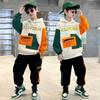 Boys Tracksuit Sets Children Patchwork Letter Sweatshirts+Pants 2Pcs Outfits Teenager Autumn Fashion Hooded Suits Spring Clothes