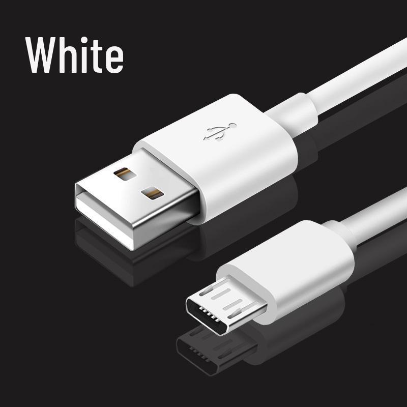 Android Micro USB Charging Cable V8, 2A, Trapezoidal, White, Available in 1m, 1.5m, and 2m Lengths.