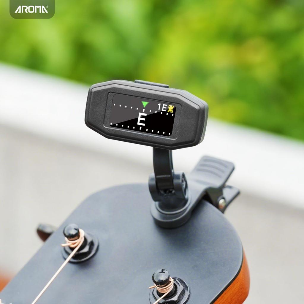 Aroma Supports TFT Easy to Read Even in Strong Rotating Compatible with and Ukuleles Clip-on Tuner, Rechargeable, High-Speed Tuning, High-Performance