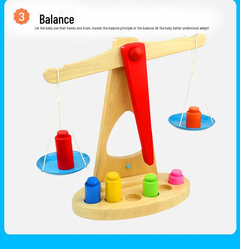 Wooden Balance Scale Toy for Early Learning: Teaches Babies Balance Principles, Ages 0.5-3 Years