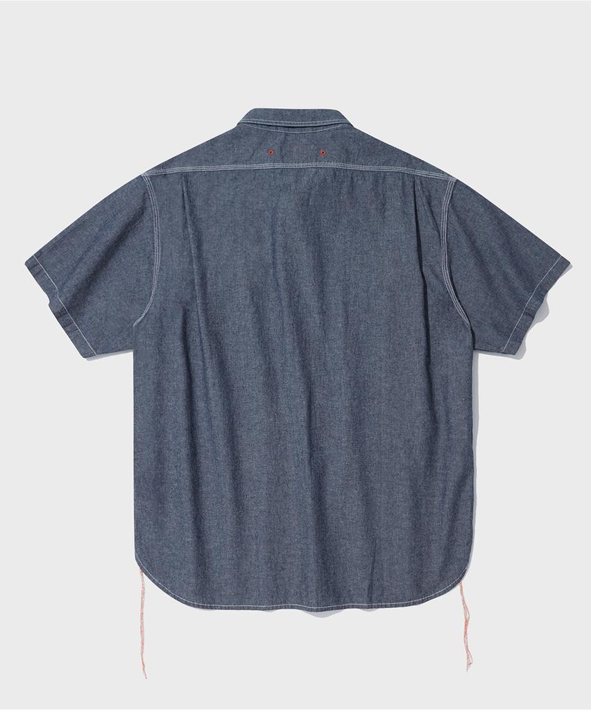 OUTSTANDING Wappen Chambray Work Half Shirt_D.Blue