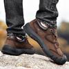 Men's Cowhide Hiking Shoes - Autumn/Winter, Soft Sole, Lace-up, Low-top, Outdoor Casual Travel Shoes