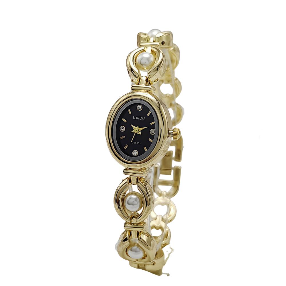 Small Ladies Pearl Bracelet Wristwatch Bead Stylish Oval Watch Women's Quartz Watch  Student
