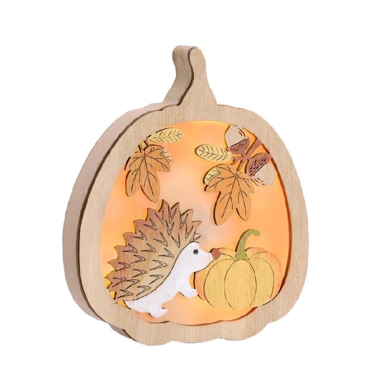 Handmade Fall Themed Wood Carving Decoration Thanksgiving Table Centerpieces Nontoxic Family Friendly Design Ornament