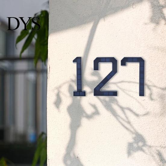 Outdoor House Number Light Solar Address Sign, LED Lighted for Waterproof Sign Outdoor, Auto On/Off, Garden Door Decoration Warm