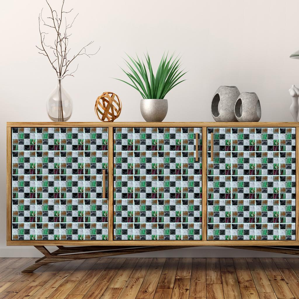 50pcs 3D Waterproof Self-Adhesive Mosaic Tile Wall Stickers, Easy to Install, Suitable for Kitchen Bathroom and Home Decoration