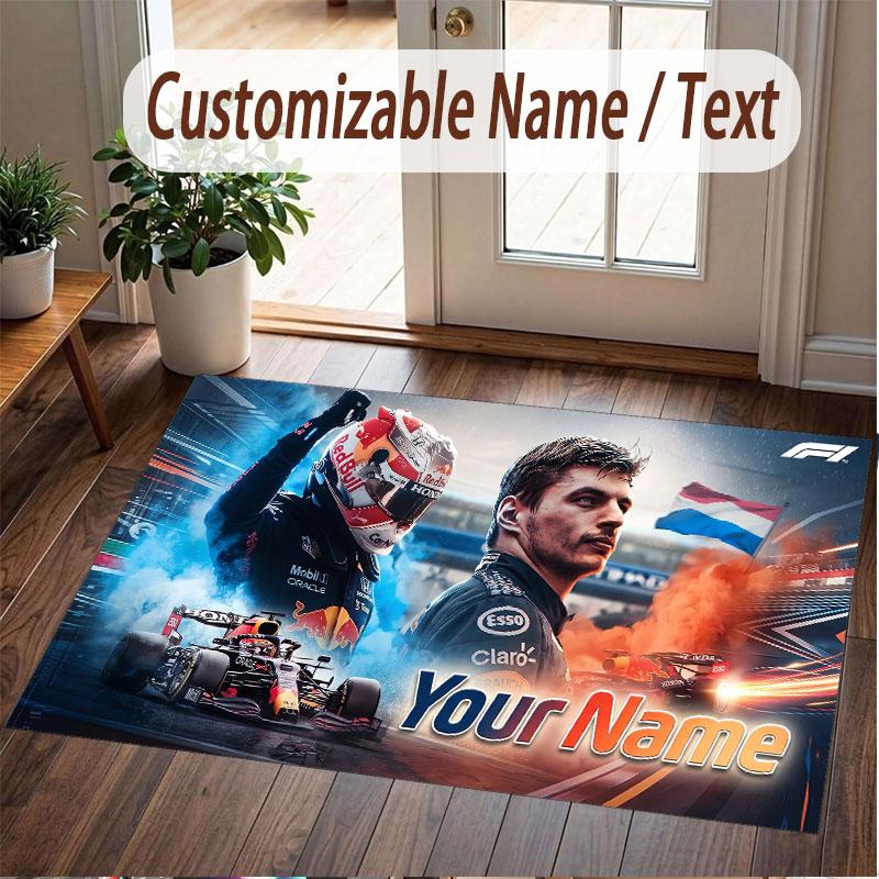 Tappeto Personalizzato Modello Max Verstappen Stampa Nome Testo Morbido Antiscivolo Tappeto per Pavimento per Decorazione Interna Casa