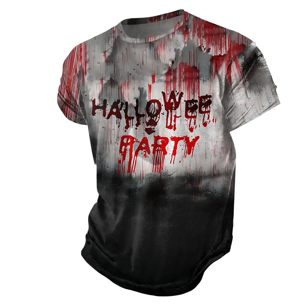 Men's Halloween Graphic Print T-Shirt Loose Fit Short Sleeve Casual Tee